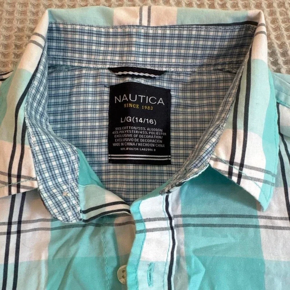 Nautica plaid boys button up shirt